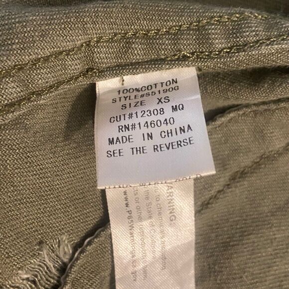 Sunset + Spring Embellished Oversized Distressed Denim Jacket Size XS Green - Picture 8 of 11